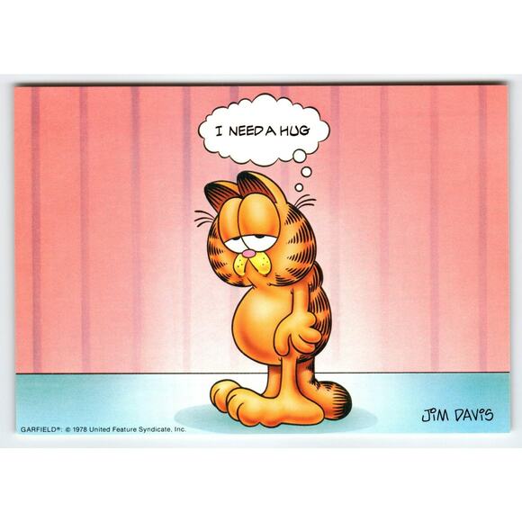 Vintage Garfield Postcard "I Need A Hug" Sad Expression Unused Old Stock 1978 - Picture 1 of 2
